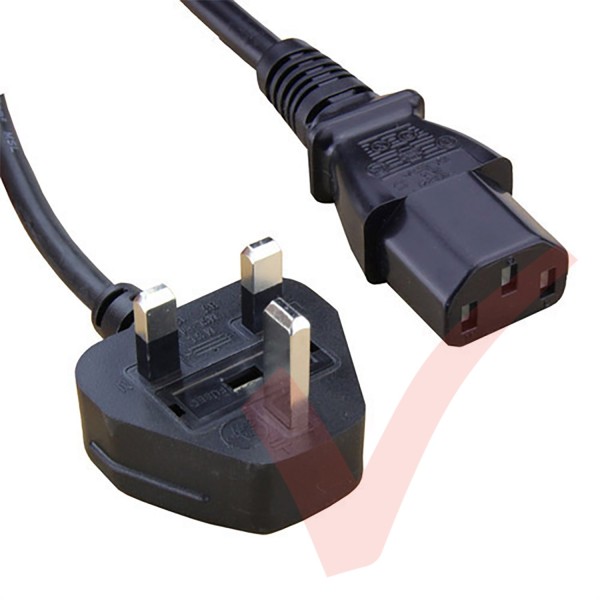 UK Mains Plug (5 Amp) - C13 LSZH 1.0mmSq Power Cables Black