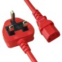 2.5 Metre Red - UK Mains Plug (10 Amp) - C13 High Grade PVC Power Cable