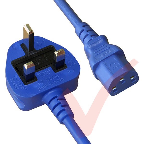 2.0 Metre UK Plug (10 Amp) - C13 High Grade PVC Power Cable Blue