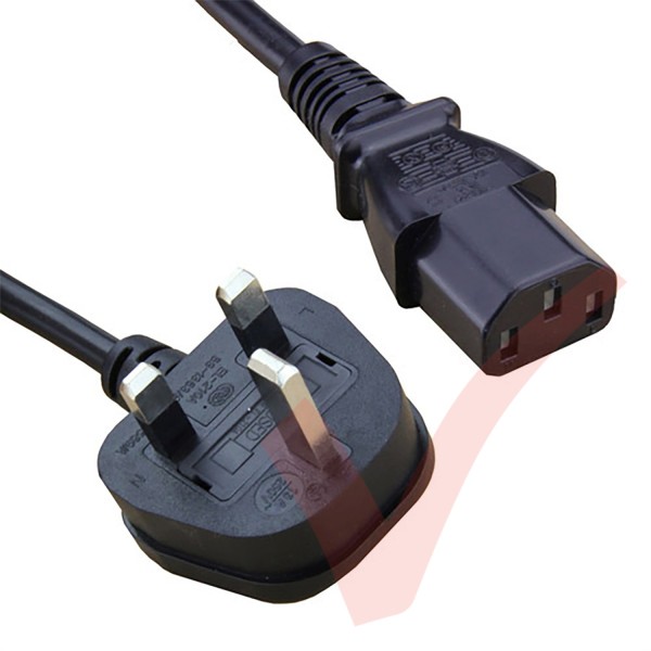 UK Plug (13 Amp) - C13 High Grade 1mmSq PVC Power Cable Black