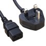 UK Plug (13 Amp) - C19 High Grade 1.5mmSq PVC Power Cable Black