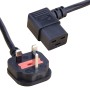 2.5 Metre Black - UK Mains Plug (13 Amp) - C19 (Angled Right) 1.5mmSq PVC Power Cable
