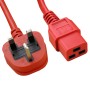 2.0 Metre Red - UK Mains Plug (10 Amp) - C19 High Grade 1.5mmSq PVC Power Cable