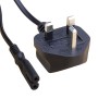 UK Plug (3 Amp) - C7 Figure of 8 High Grade 0.75mmSq PVC Power Cable Black