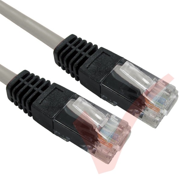 Cat5e Patch Cables Crossover RJ45 UTP PVC Black Booted Grey