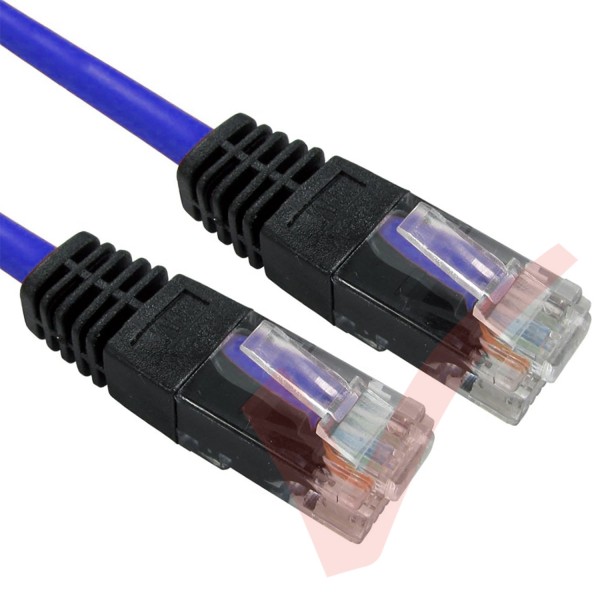 Cat5e Patch Cables Crossover RJ45 UTP PVC Black Booted Blue