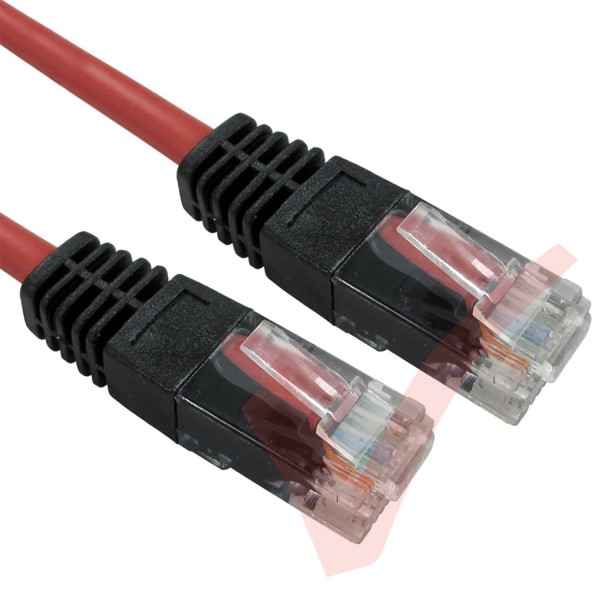 Cat5e Patch Cables Crossover RJ45 UTP PVC Black Booted Red