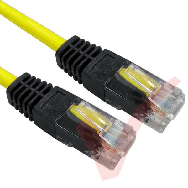Cat5e Patch Cables Crossover RJ45 UTP PVC Black Booted Yellow