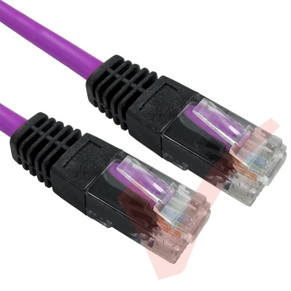 Cat5e Patch Cables Crossover RJ45 UTP PVC Black Booted Purple