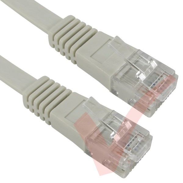 Cat5e Patch Cables Flat RJ45 UTP LSZH Flush Booted Grey