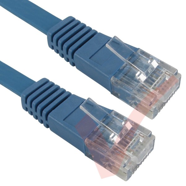 Cat5e Patch Cables Flat RJ45 UTP LSZH Flush Booted Blue
