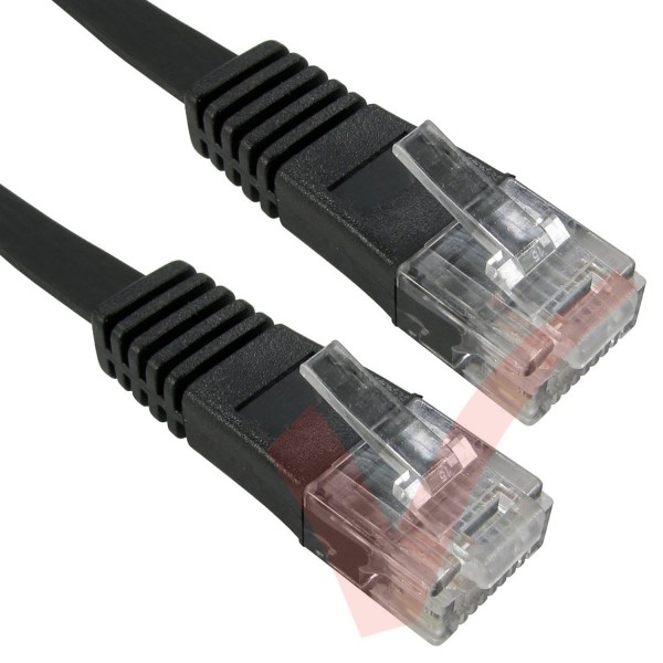 Cat5e Patch Cables Flat RJ45 UTP LSZH Flush Booted Black