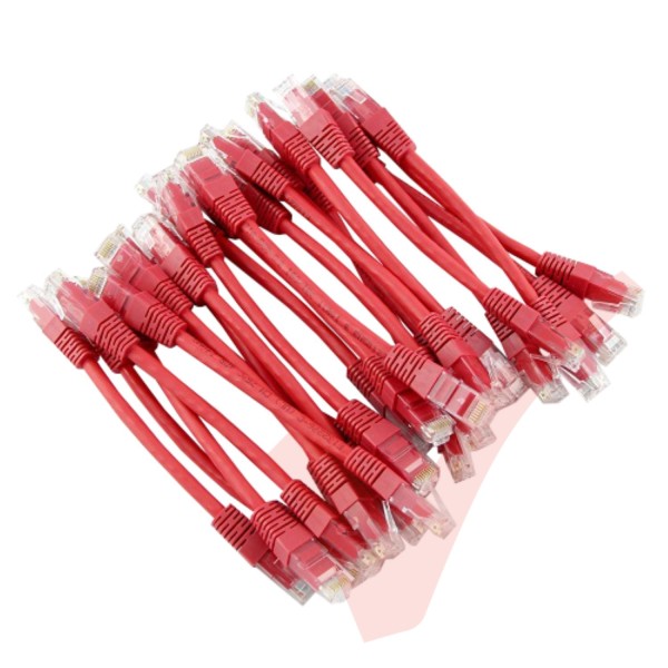 24 Pack of 15cm (6-inch) in Red - Cat6 High Grade 250MHz 24AWG LSZH Patch Lead for 1U Patching