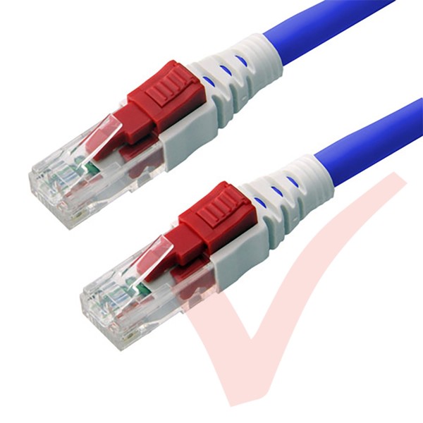 Blue - Lockable Cat6 UTP 24AWG LS0H RJ45 Security Patch Cord with Key