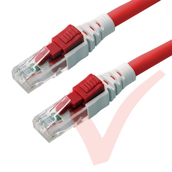 Red - Lockable Cat6 UTP 24AWG LS0H RJ45 Security Patch Cord with Key