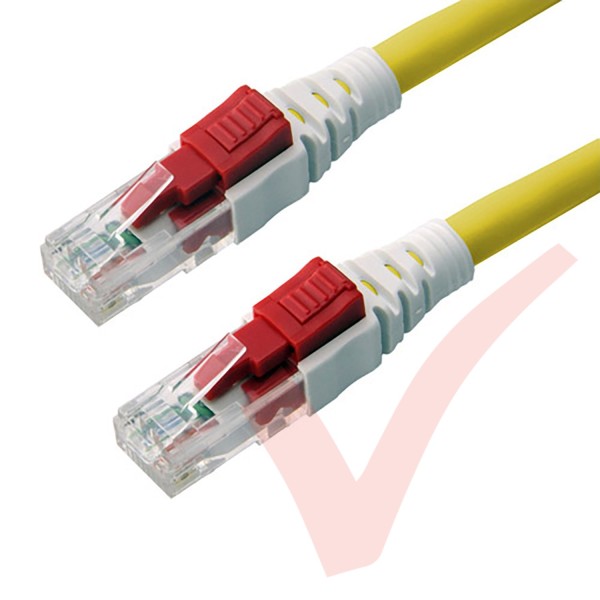 Yellow - Lockable Cat6 UTP 24AWG LS0H RJ45 Security Patch Cord with Key