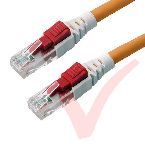 Orange - Lockable Cat6 UTP 24AWG LS0H RJ45 Security Patch Cord with Key