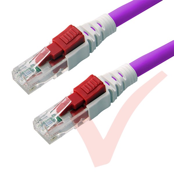 Purple - Lockable Cat6 UTP 24AWG LS0H RJ45 Security Patch Cord with Key