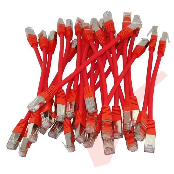 20cm Cat6a S/FTP LSZH Snagless Boot Patch Cables 24 Pack Red
