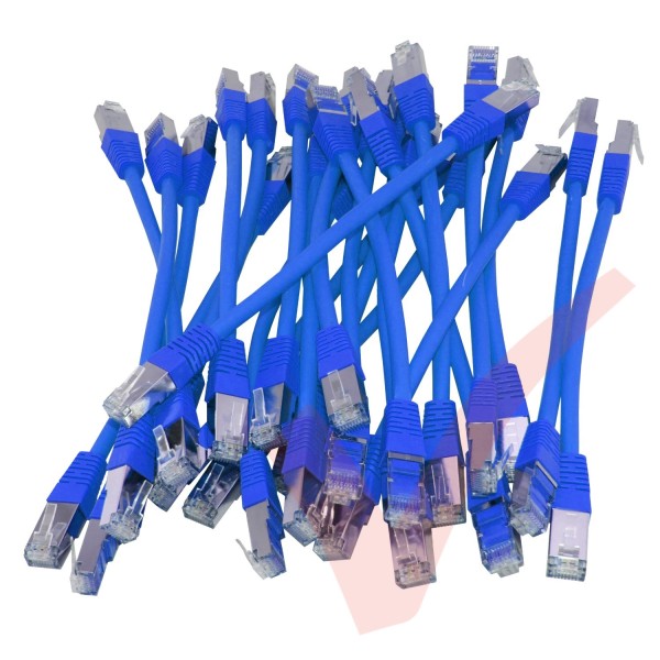 20cm Cat6a S/FTP LSZH Snagless Boot Patch Cables 24 Pack Blue
