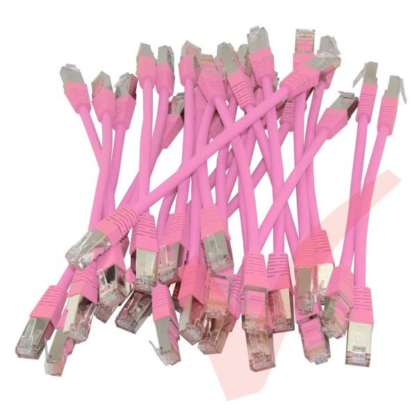 20cm Cat6a S/FTP LSZH Snagless Boot Patch Cables 24 Pack Pink