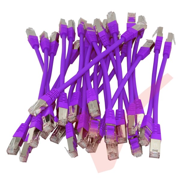 20cm Cat6a S/FTP LSZH Snagless Boot Patch Cables 24 Pack Purple