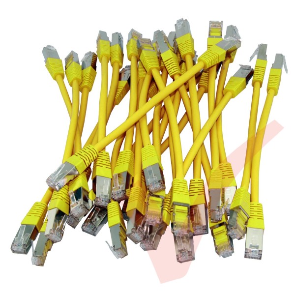 20cm Cat6a S/FTP LSZH Snagless Boot Patch Cables 24 Pack Yellow