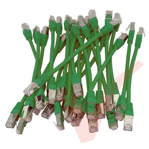 20cm Cat6a S/FTP LSZH Snagless Boot Patch Cables 24 Pack Green