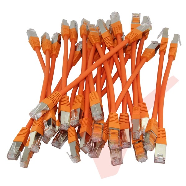 20cm Cat6a S/FTP LSZH Snagless Boot Patch Cables 24 Pack Orange
