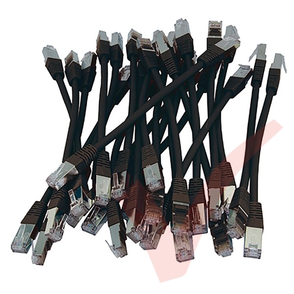 20cm Cat6a S/FTP LSZH Snagless Boot Patch Cables 24 Pack Black