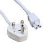 1.8 Metre White - UK Mains Plug (5 Amp) - C5 Clover Leaf High Grade 0.75mmSq PVC Power Cable