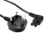 1.8 Metre UK Plug (5 Amp) - C5 Clover Leaf Angled Right 0.75mmSq PVC Power Cables Black
