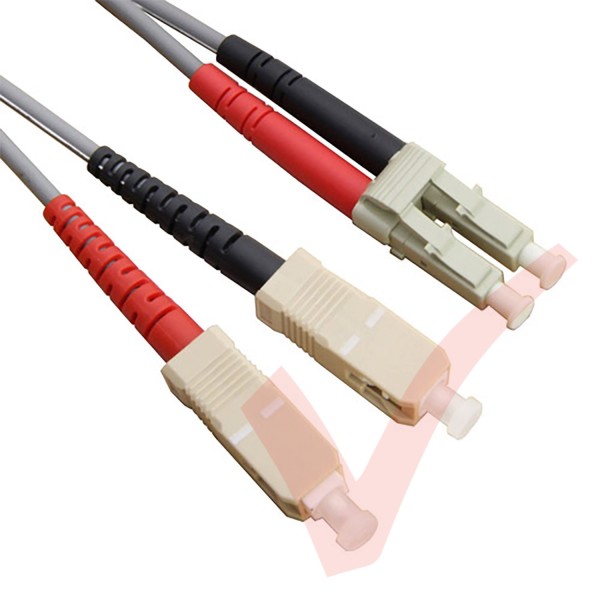 LC to SC Fibre Patch Cables OM1 Multimode Duplex Grey