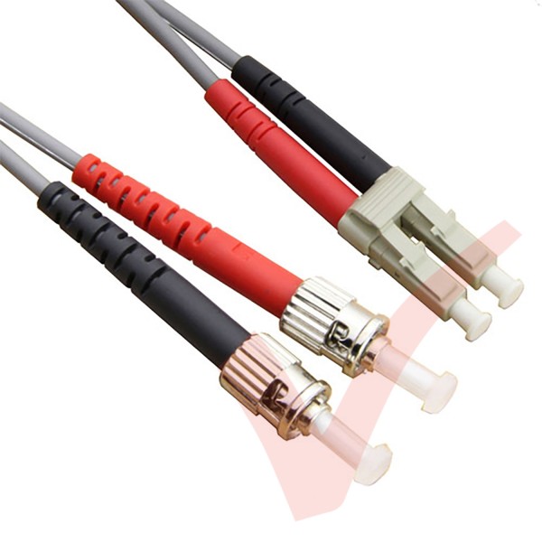 LC to ST Fibre Patch Cables OM1 Multimode Duplex Grey