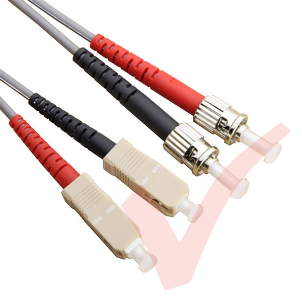 SC to ST Fibre Patch Cables OM1 Multimode Duplex Grey