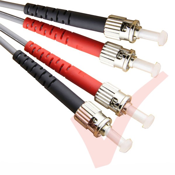 ST to ST Fibre Patch Cables OM1 Multimode Duplex Grey