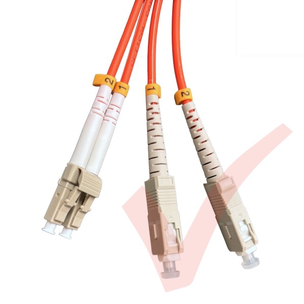 LC to SC Fibre Patch Cables OM2 Multimode Duplex Orange