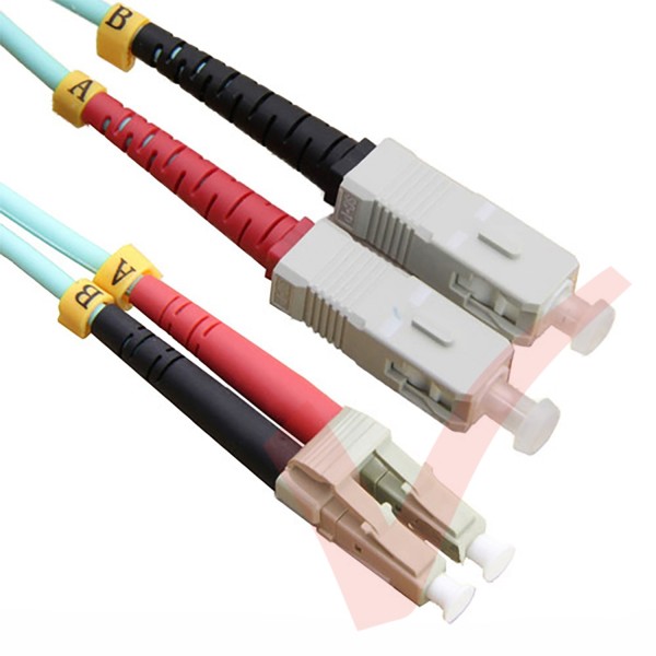 LC to SC Fibre Patch Cables OM3 Multimode Duplex Aqua Blue