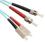 SC to ST Fibre Patch Cables OM3 Multimode Duplex Aqua Blue