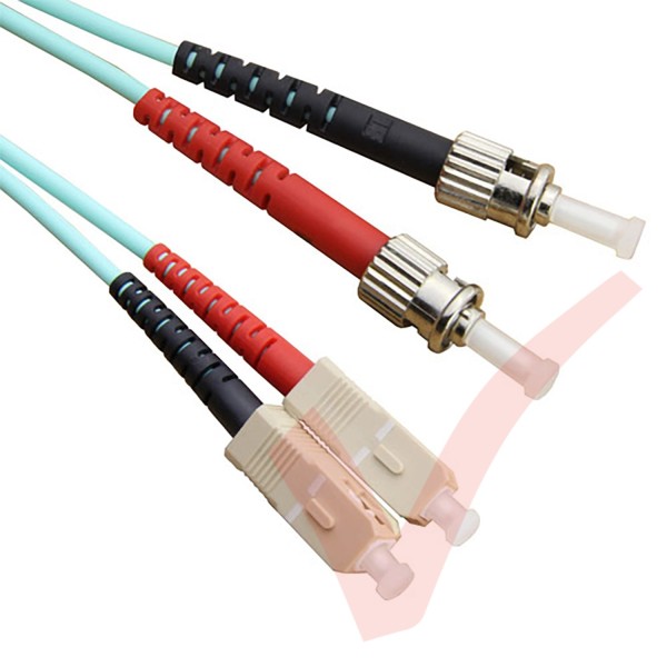 SC to ST Fibre Patch Cables OM3 Multimode Duplex Aqua Blue