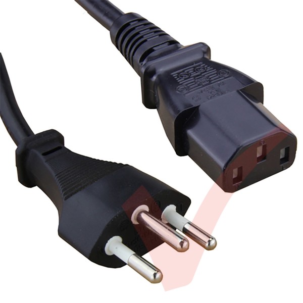 2.0 Metre Black - Swiss Plug to IEC C13 Connector 1mm2 Power Cable