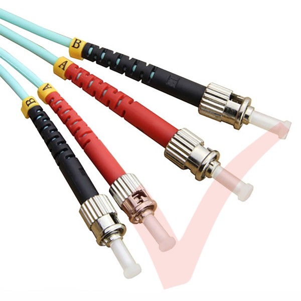 ST to ST Fibre Patch Cables OM3 Multimode Duplex Aqua Blue