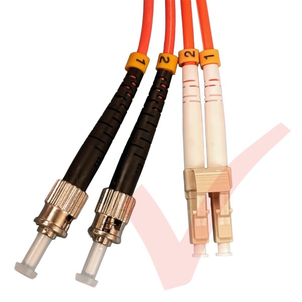 LC to ST Fibre Patch Cables OM3 Multimode Duplex Orange