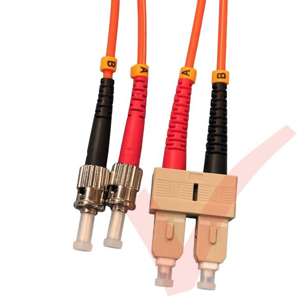 SC to ST Fibre Patch Cables OM3 Multimode Duplex Orange
