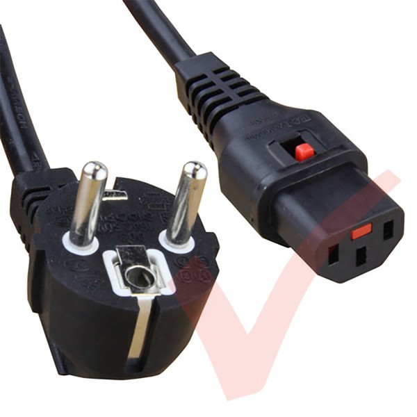 Schuko Euro Angled Right to C13 Locking Power Cables Black