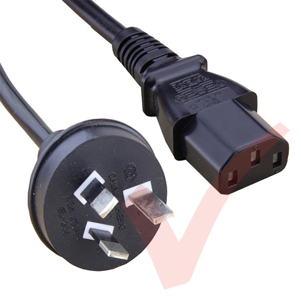 2.0 Metre Black - Australian Plug to IEC C13 Connector 0.75mm2 Power Cable