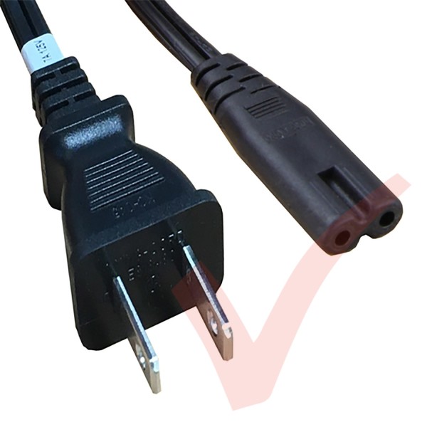 2.0 Metre Black - USA Plug 2 Pin to C7 Figure of 8 Connector 18AWG Power Cable