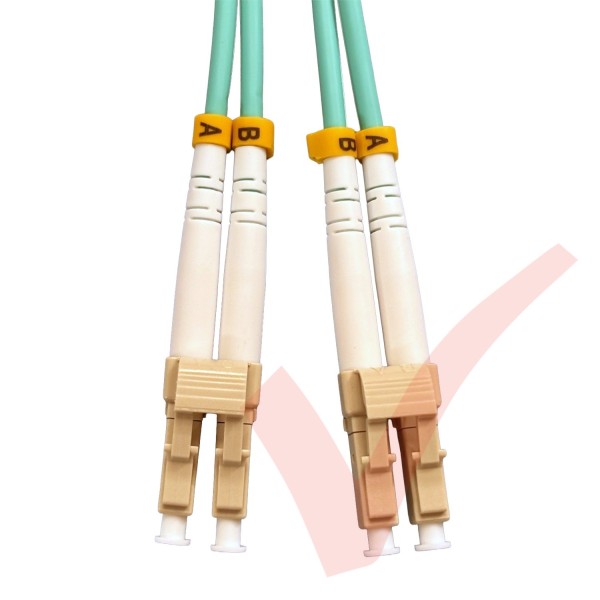 LC to LC Fibre Patch Cables OM4 Multimode Duplex Aqua Blue