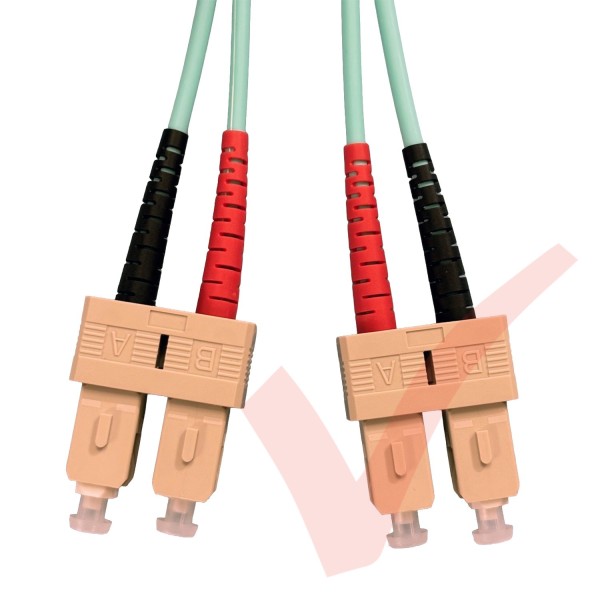SC to SC Fibre Patch Cables OM4 Multimode Duplex Aqua Blue