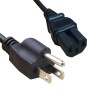 2.0 Metre Black - USA Plug 3 Pin to IEC C15 HOT Connector 18AWG Power Cable